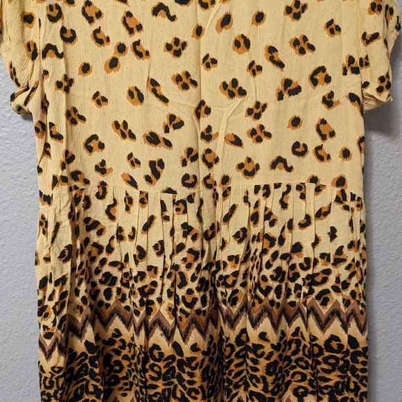 MinkPink Wild Things Mini Leopard Cheetah Boho Babydoll Dress Sz L - Picture 8 of 12